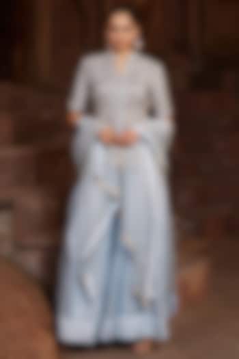 Powder Blue Organza Wedding Sharara Set by House of Supriya at Pernia's Pop Up Shop