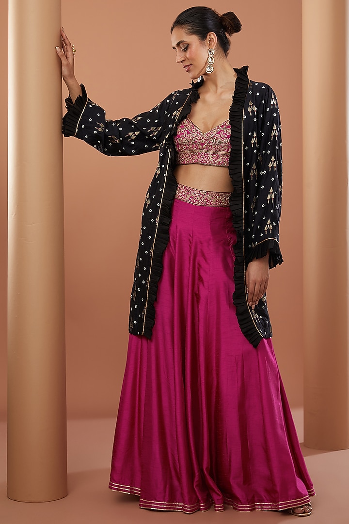 Pink Georgette Machine Embroidered Party Wear Sharara Set by House of Supriya at Pernia's Pop Up Shop