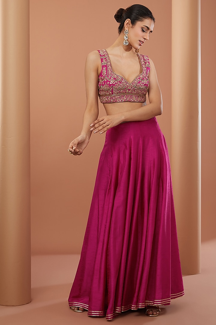 Pink Georgette Machine Embroidered Party Wear Sharara Set by House of Supriya at Pernia's Pop Up Shop