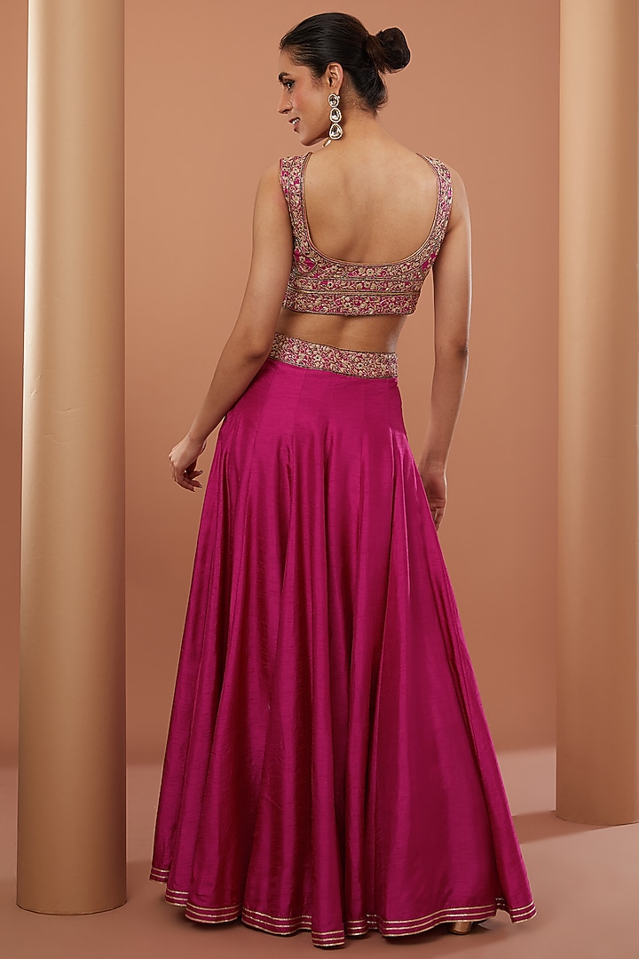 Pink Georgette Machine Embroidered Party Wear Sharara Set by House of Supriya at Pernia's Pop Up Shop