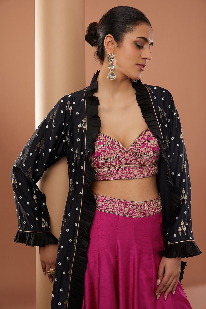 Pink Georgette Machine Embroidered Party Wear Sharara Set by House of Supriya at Pernia's Pop Up Shop