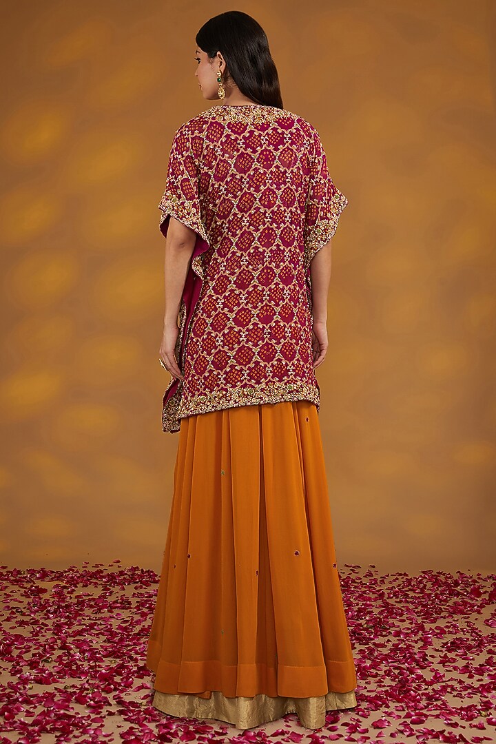 Orange Georgette Hand Embroidered Jacket Wedding Lehenga Set by House of Supriya at Pernia's Pop Up Shop