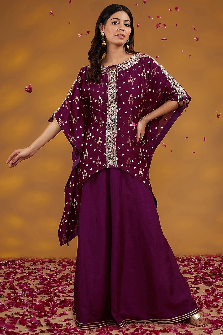 Pink Bandhej Chanderi Machine Embroidered Co-Ord Set by House of Supriya at Pernia's Pop Up Shop