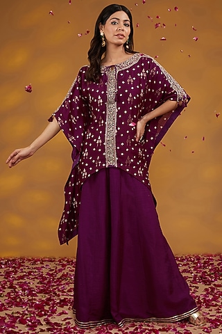 Pink Bandhej Chanderi Machine Embroidered Co-Ord Set by House of Supriya
