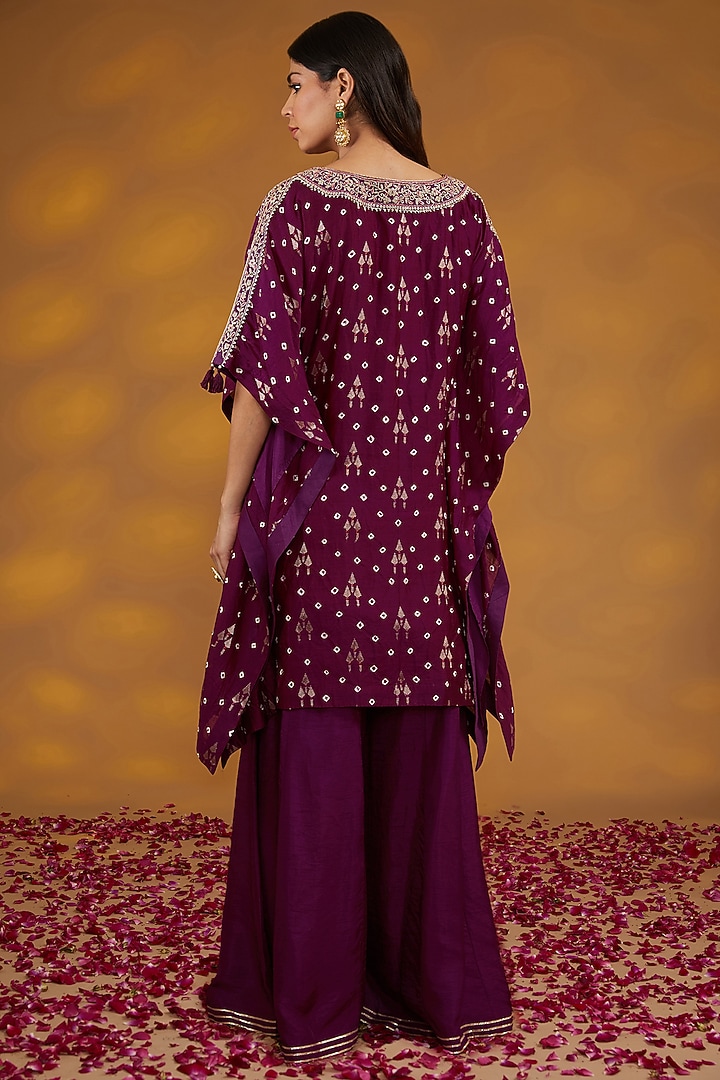 Pink Bandhej Chanderi Machine Embroidered Co-Ord Set by House of Supriya at Pernia's Pop Up Shop
