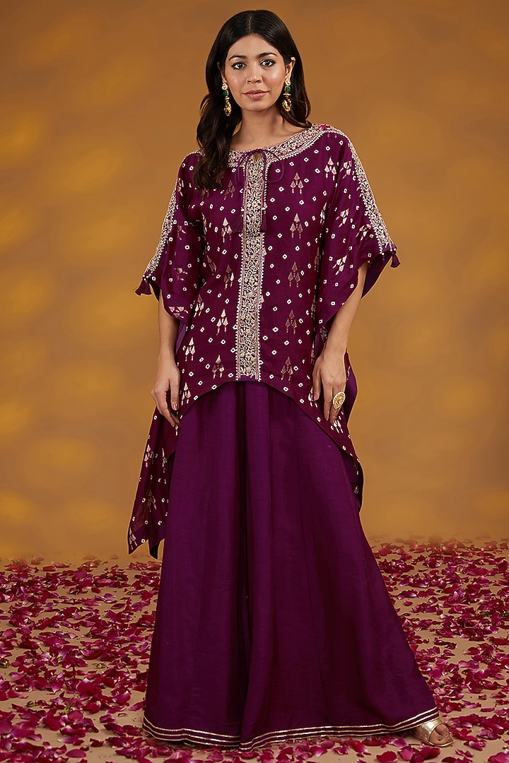 Pink Bandhej Chanderi Machine Embroidered Co-Ord Set by House of Supriya at Pernia's Pop Up Shop