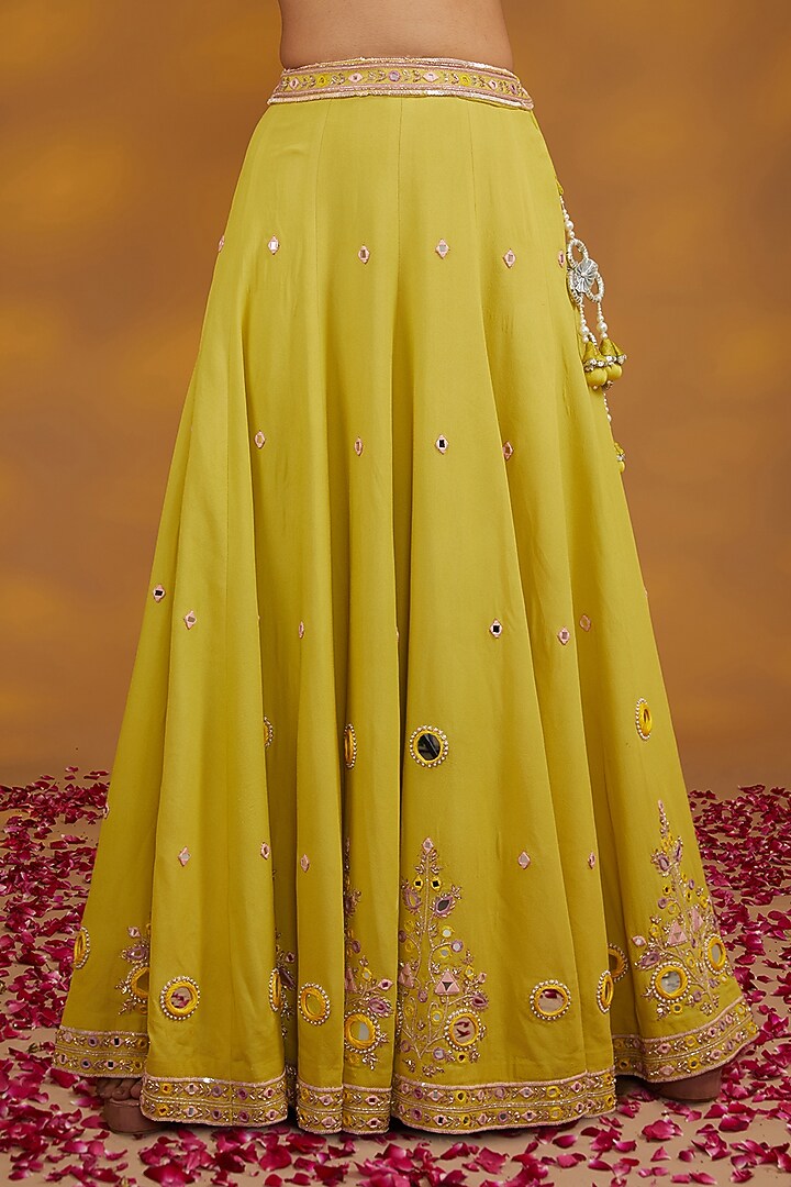Yellow Georgette Hand Embroidered Wedding Lehenga Set by House of Supriya at Pernia's Pop Up Shop