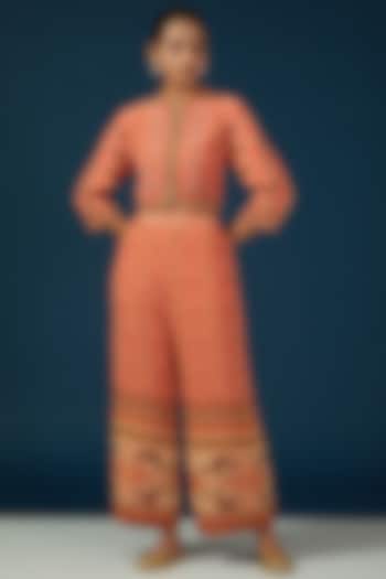 Orange Silk Georgette Paisley Printed Co-Ord Set by House of Supriya at Pernia's Pop Up Shop