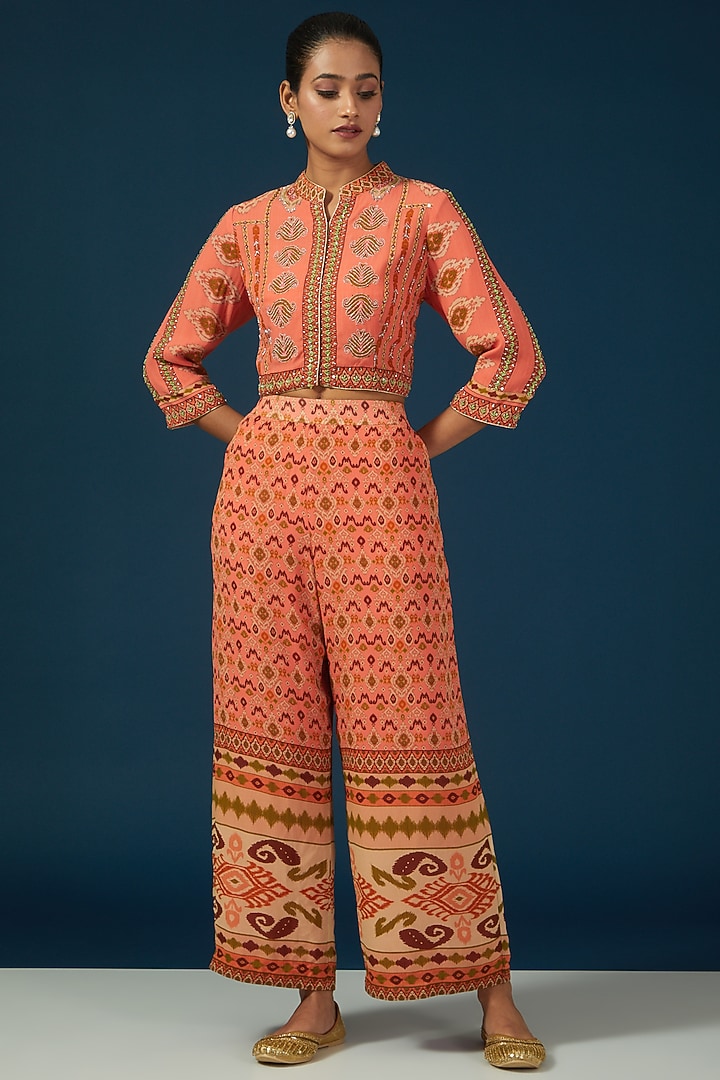 Orange Silk Georgette Paisley Printed Co-Ord Set by House of Supriya at Pernia's Pop Up Shop