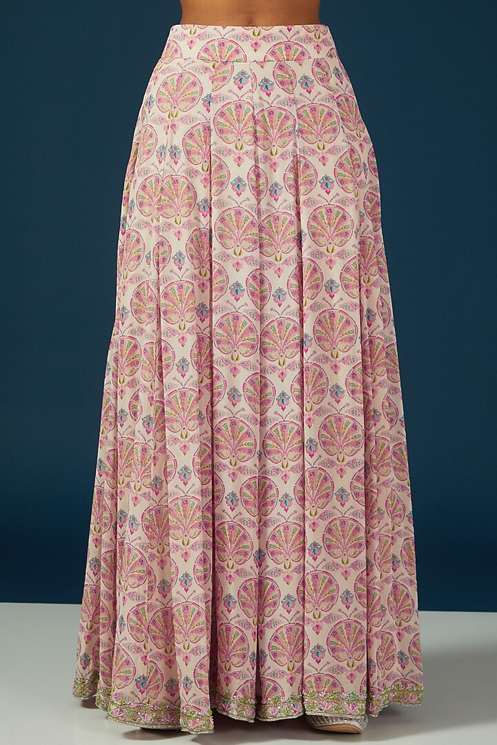 Peach Silk Georgette Printed Wedding Sharara Set by House of Supriya at Pernia's Pop Up Shop
