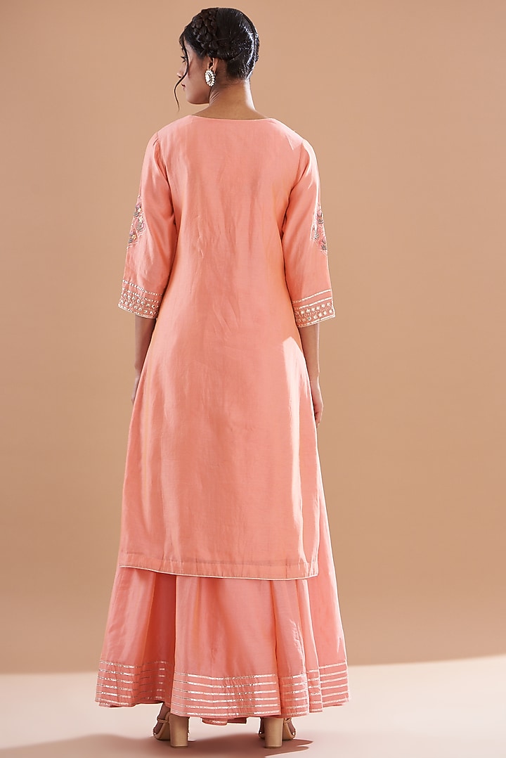 Pink Chanderi Embroidered Kurta Set by House of Supriya at Pernia's Pop Up Shop