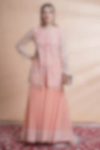 Peach Georgette Sharara Set by House of Supriya at Pernia's Pop Up Shop