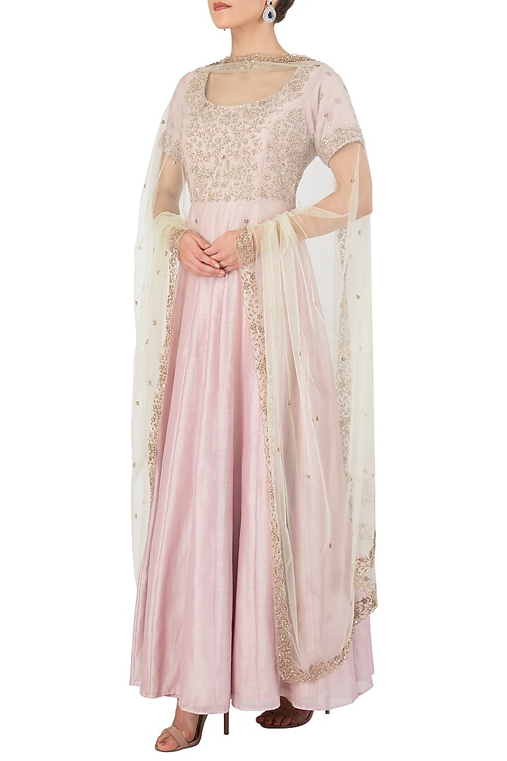 Lilac embroidered anarkali set available only at Pernia's Pop Up Shop.