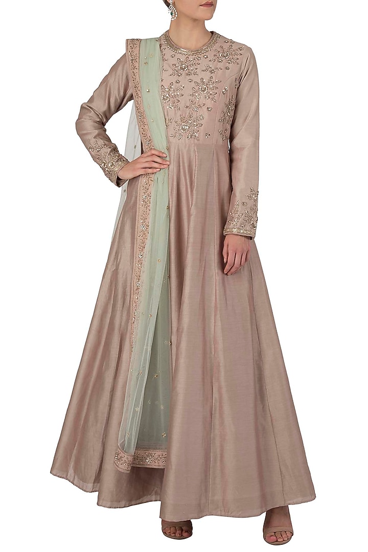 Muave embroidered anarkali set available only at Pernia's Pop Up Shop.