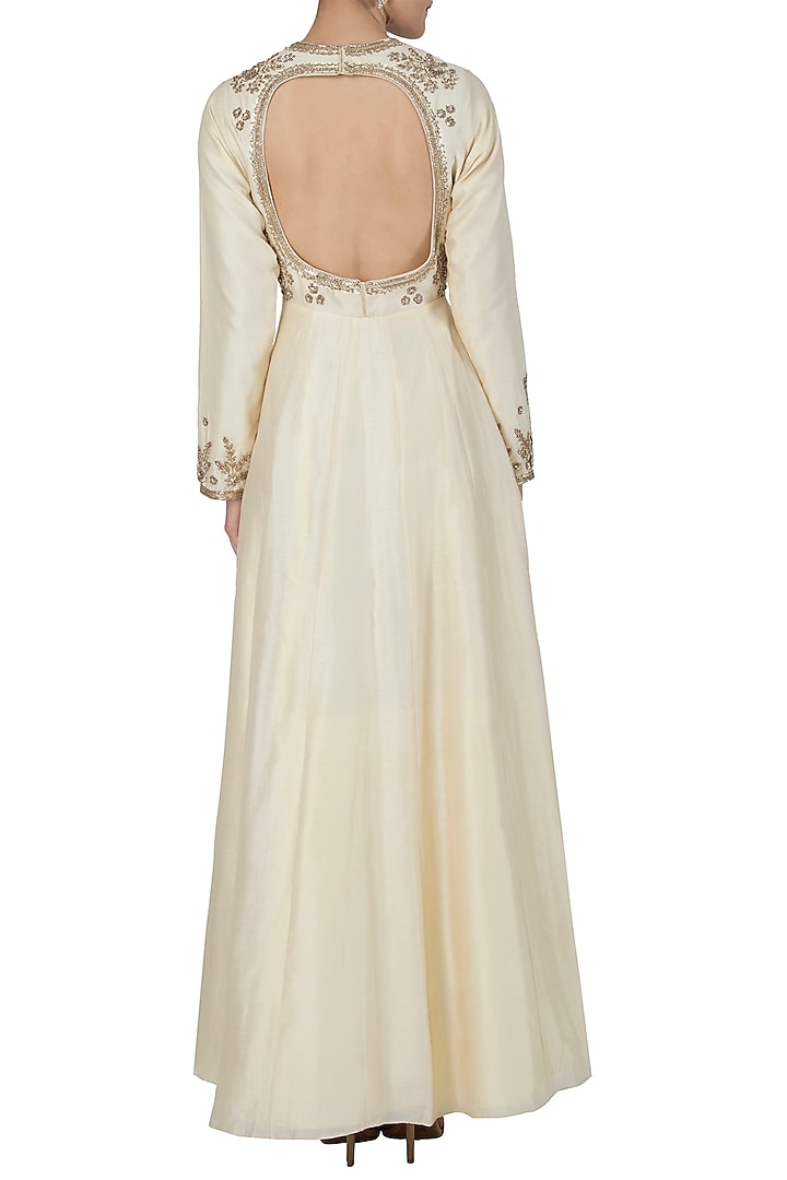 Lemon yellow embroidered anarkali set available only at Pernia's Pop Up Shop.