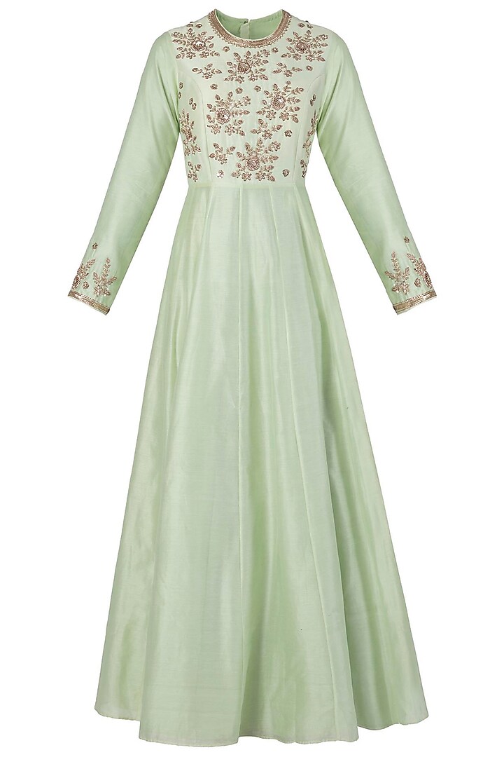 Mint Green Embroidered Anarkali Set by Himani And Anjali Shah