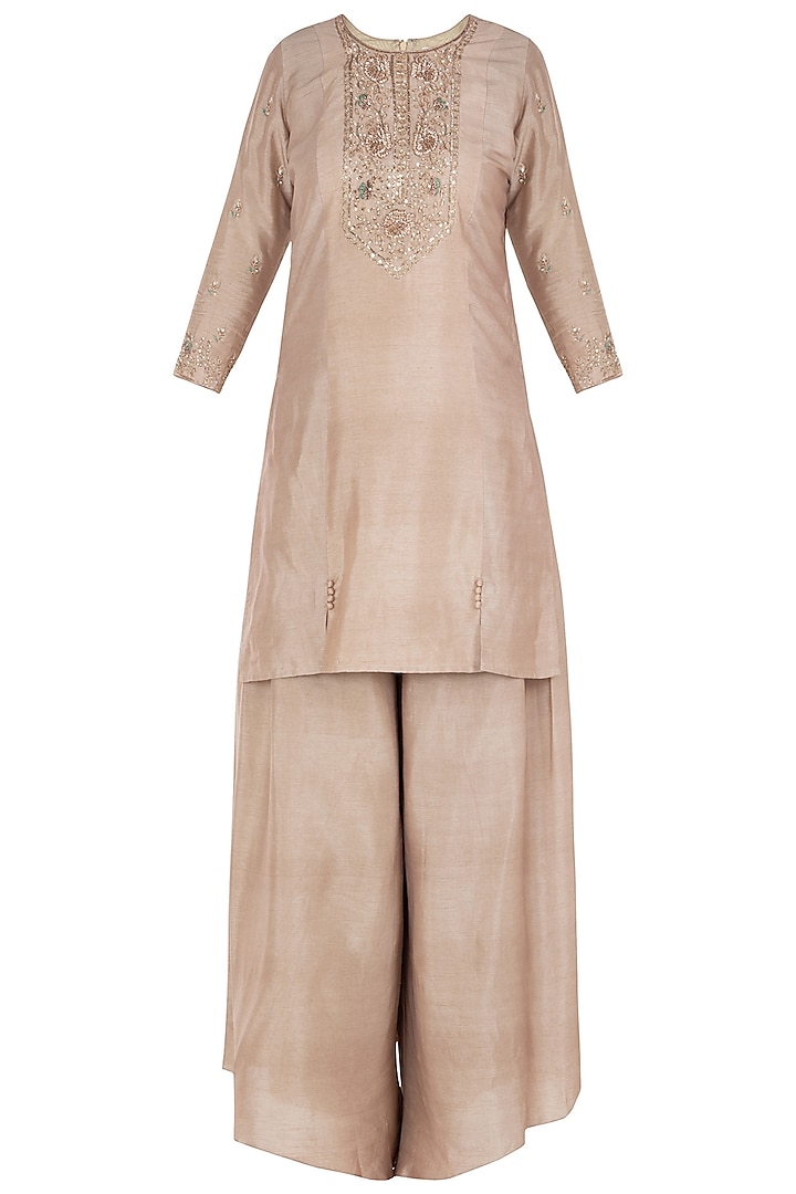 Beige Embroidered Kurta Set by Himani And Anjali Shah