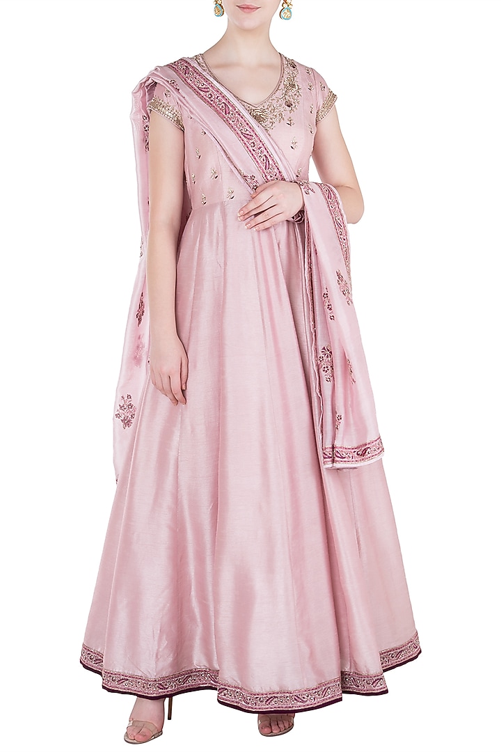 Lilac embroidered anarkali with dupatta available only at Pernia's Pop Up Shop.
