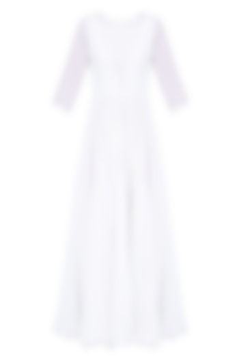 White Pleated and Flared Maxi Dress by House of Sohn