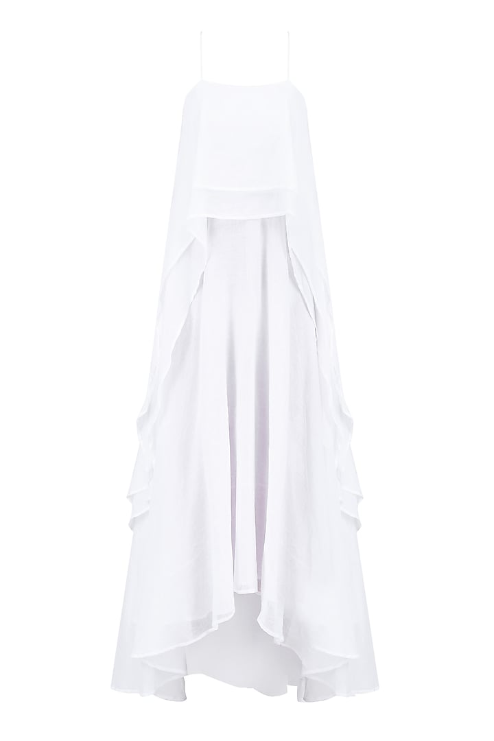 White Layered Long Strappy Dress by House of Sohn