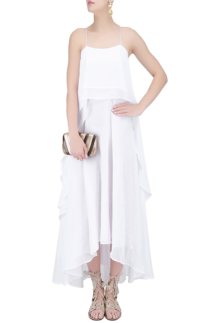 White layered long strappy dress available only at Pernia's Pop Up Shop.