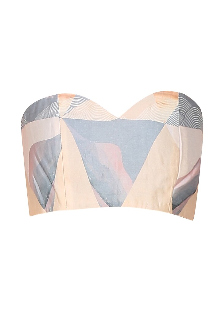 Grey mixed media print dawn triangle bralet available only at Pernia's Pop Up Shop.