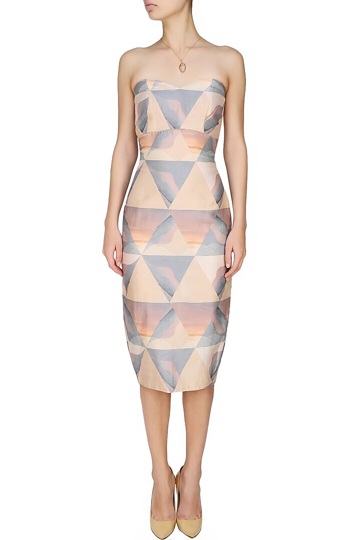 Grey mixed media print dawn triangle bralet available only at Pernia's Pop Up Shop.