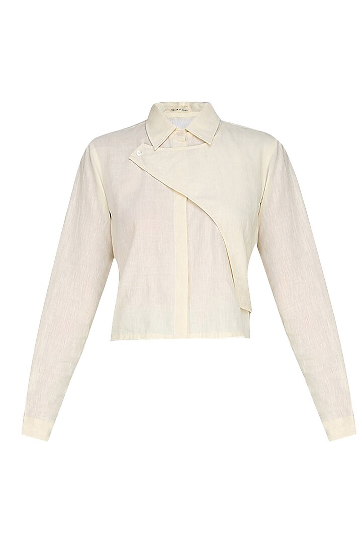 Cream button down overlapped shirt by House of Sohn
