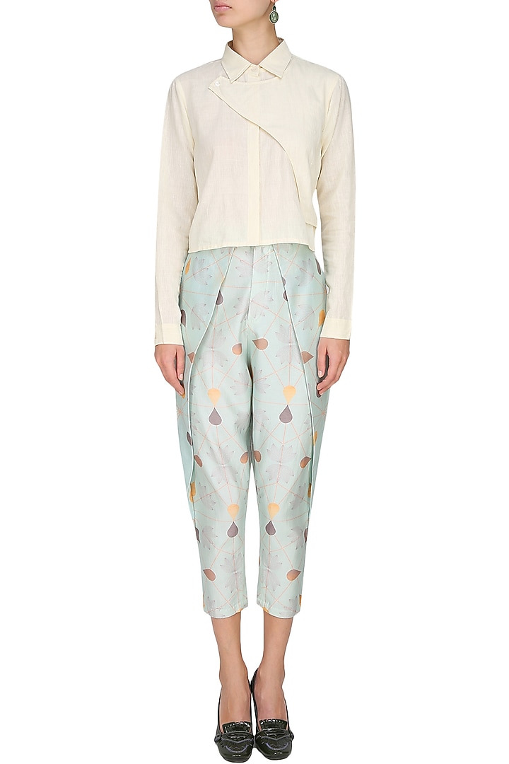 Icy blue arctic waterlet panel pants available only at Pernia's Pop Up Shop.