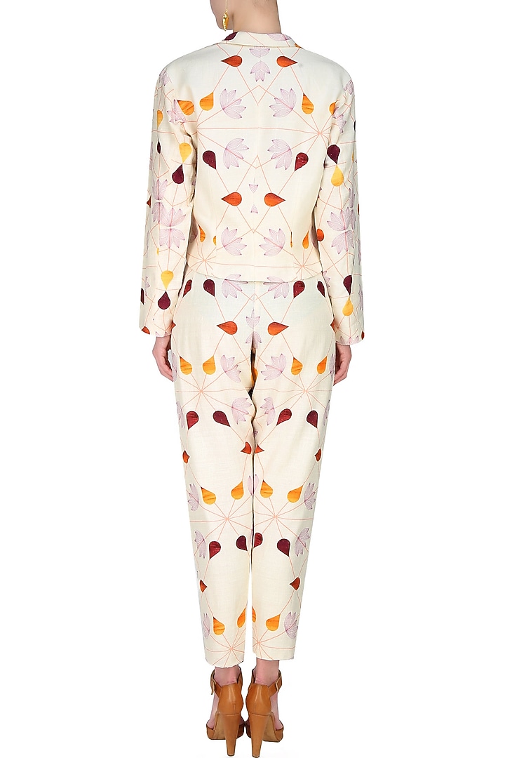 Cream multcoloured droplet pants available only at Pernia's Pop Up Shop.