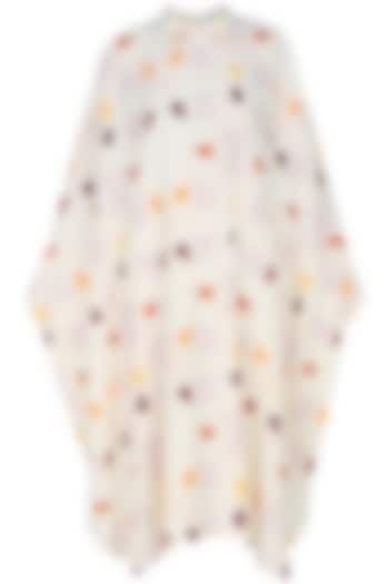 Cream droplets and autumn leaves printed kaftan available only at Pernia's Pop Up Shop.