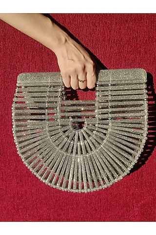 Silver Resin Handbag by HANDLE THOSE BAGS