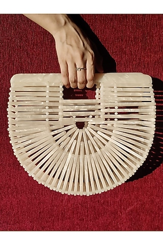 Ivory Resin Handbag by HANDLE THOSE BAGS