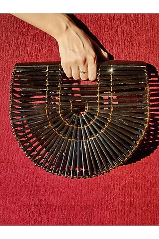 Black Resin Handbag by HANDLE THOSE BAGS