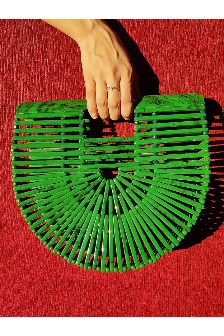 Green Resin Handbag by HANDLE THOSE BAGS