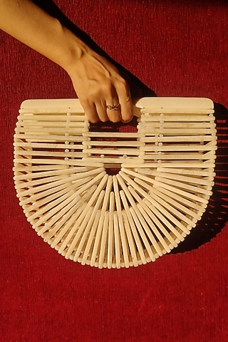 Ivory Resin Handbag by HANDLE THOSE BAGS