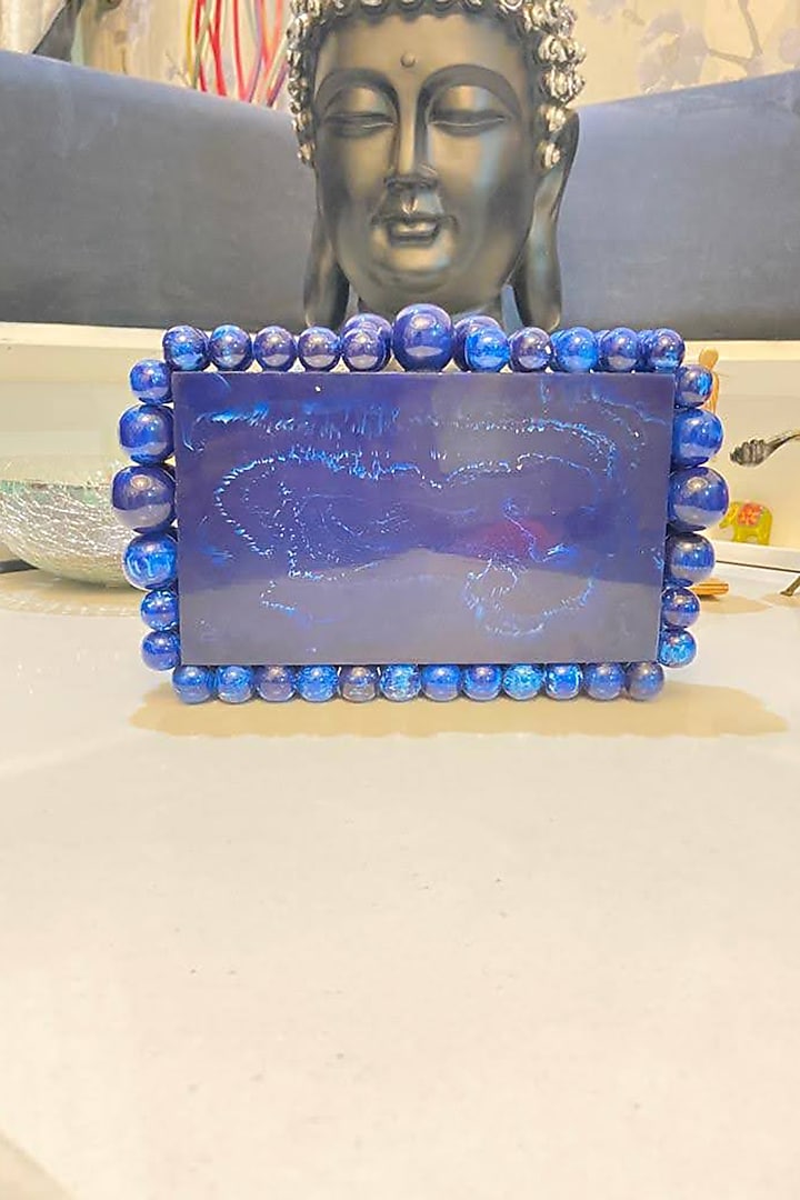 Blue Resin Embellished Sling Bag by HANDLE THOSE BAGS at Pernia's Pop Up Shop