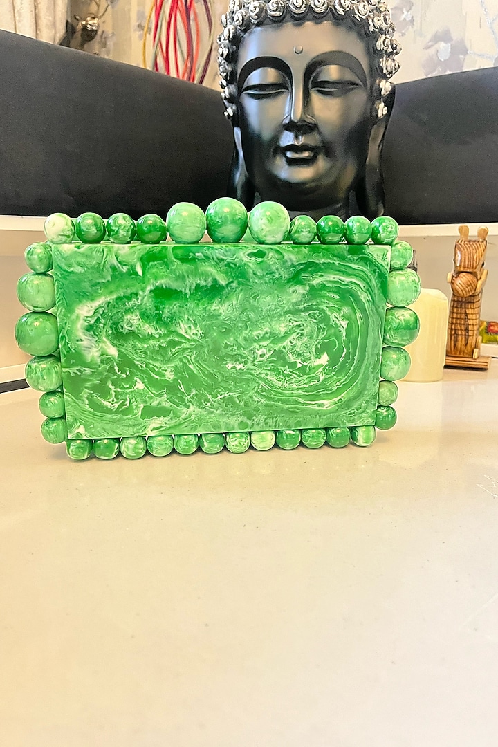 Green Resin Embellished Sling Bag by HANDLE THOSE BAGS at Pernia's Pop Up Shop