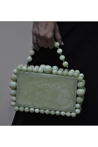 Pista Green Resin Embellished Sling Bag by HANDLE THOSE BAGS
