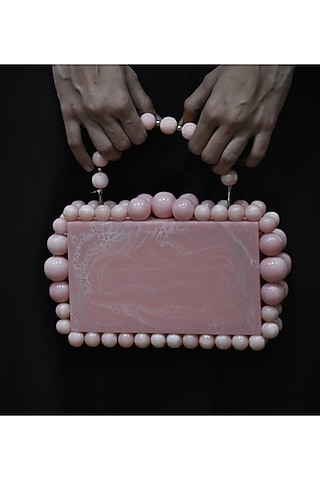 Pink Resin Embellished Sling Bag by HANDLE THOSE BAGS