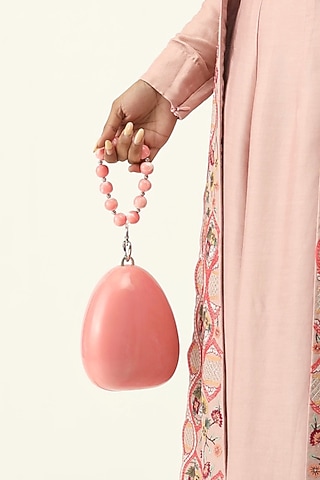 Pink Resin Clutch Bag by HANDLE THOSE BAGS
