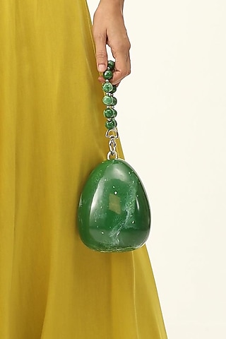 Green Resin Clutch Bag by HANDLE THOSE BAGS