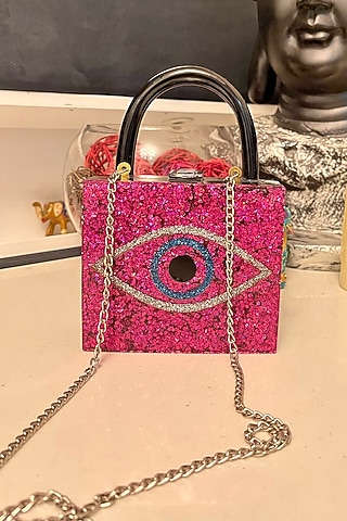 Shimmer Red Resin Rectangular Clutch by HANDLE THOSE BAGS