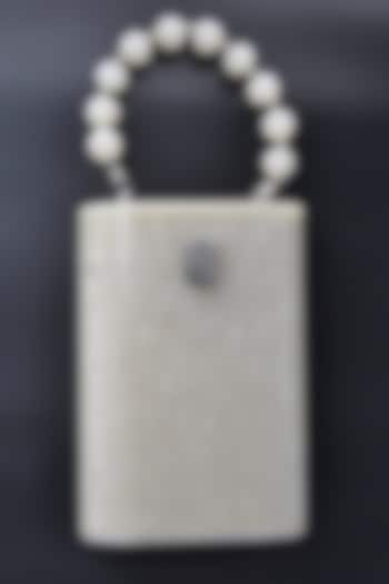 White Resin Cylindrical Clutch by HANDLE THOSE BAGS
