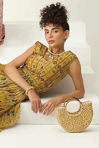 Brown Kauna Grass Handbag by HANDLE THOSE BAGS