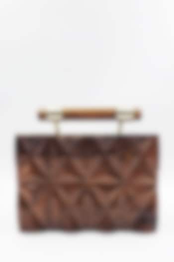 Brown Wooden Clutch by HANDLE THOSE BAGS