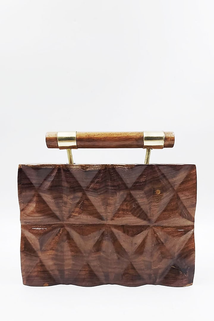 Brown Wooden Clutch by HANDLE THOSE BAGS
