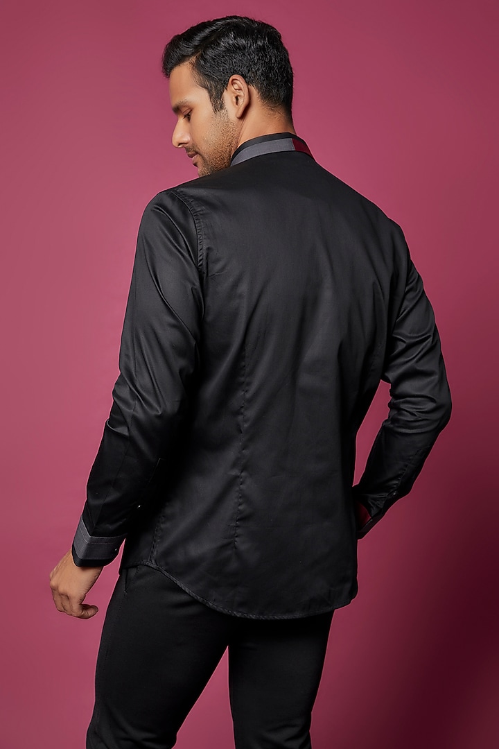 Black Cotton Party Wear Shirt by H2O at Pernia's Pop Up Shop
