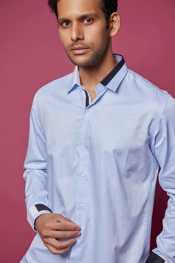 Sky Blue Cotton Party Wear Shirt by H2O at Pernia's Pop Up Shop