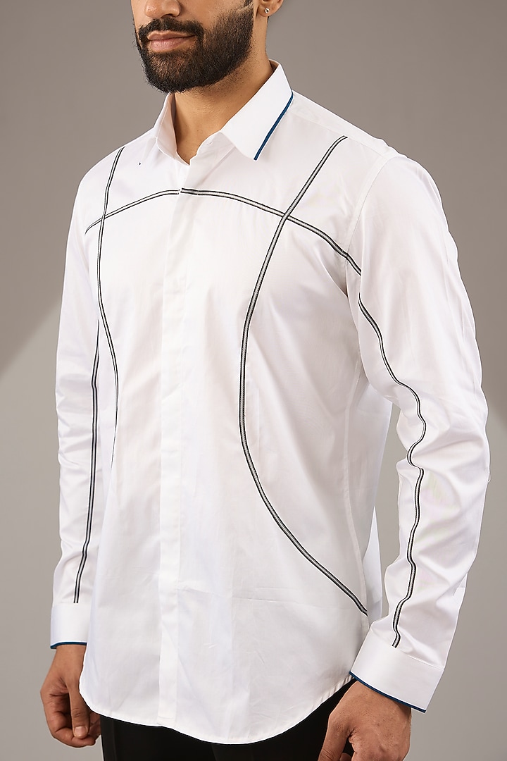 White Cotton Party Wear Shirt by H2O at Pernia's Pop Up Shop
